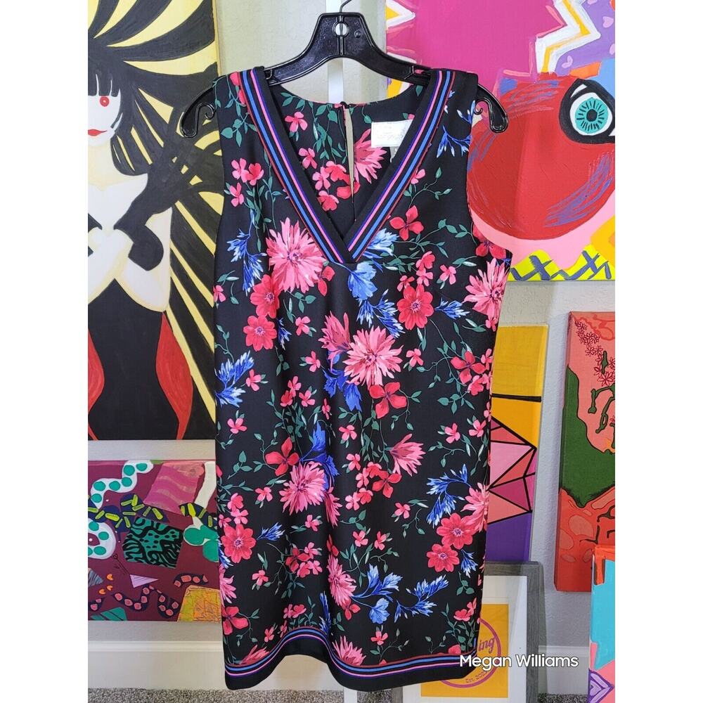 NWT Pappagallo V Neck Talia Dress Sz 6 Black Floral V Neck Retails